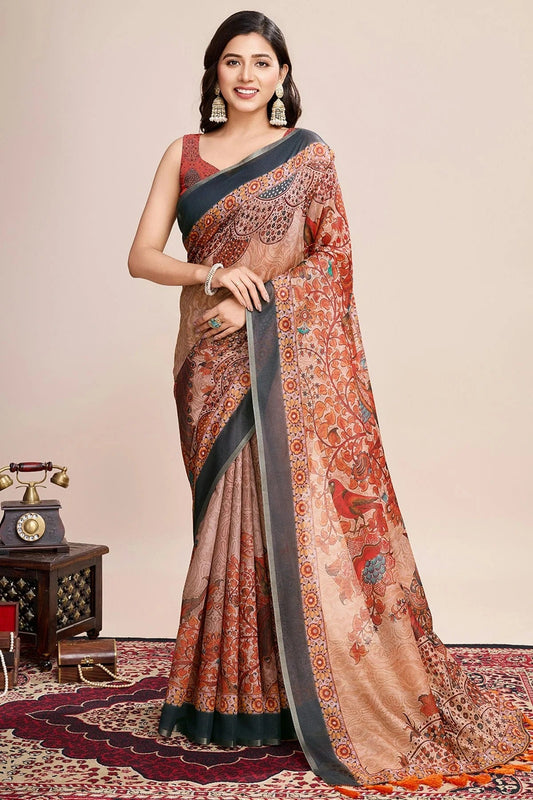 Multi Linen Printed Saree NCSD11111716