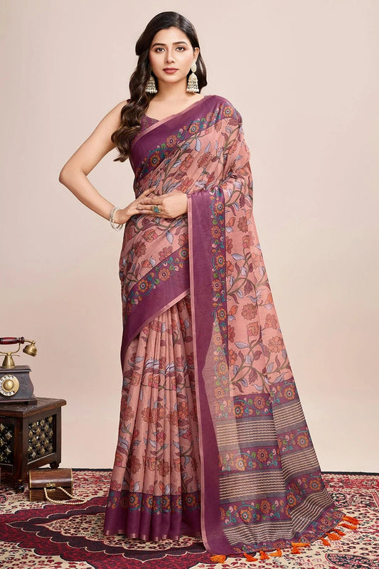 Multi Linen Printed Saree NCSD11111717