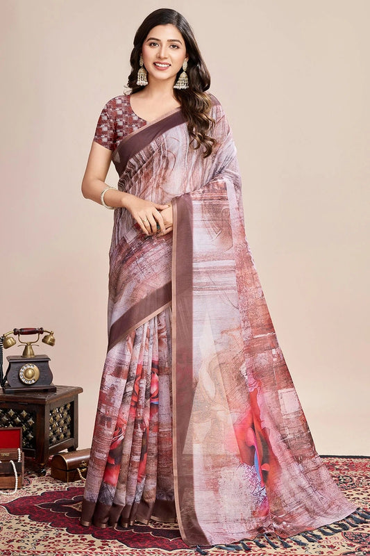 Multi Linen Printed Saree NCSD11111720