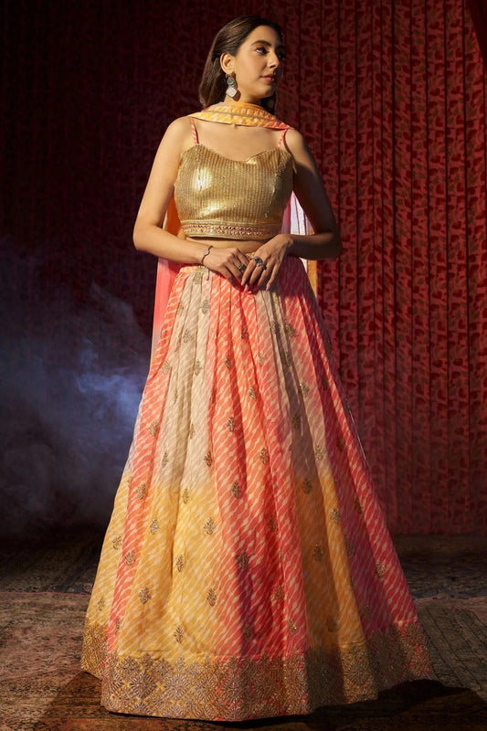 Multi Semi Stitched Organza Lehenga Choli NCLC10810183