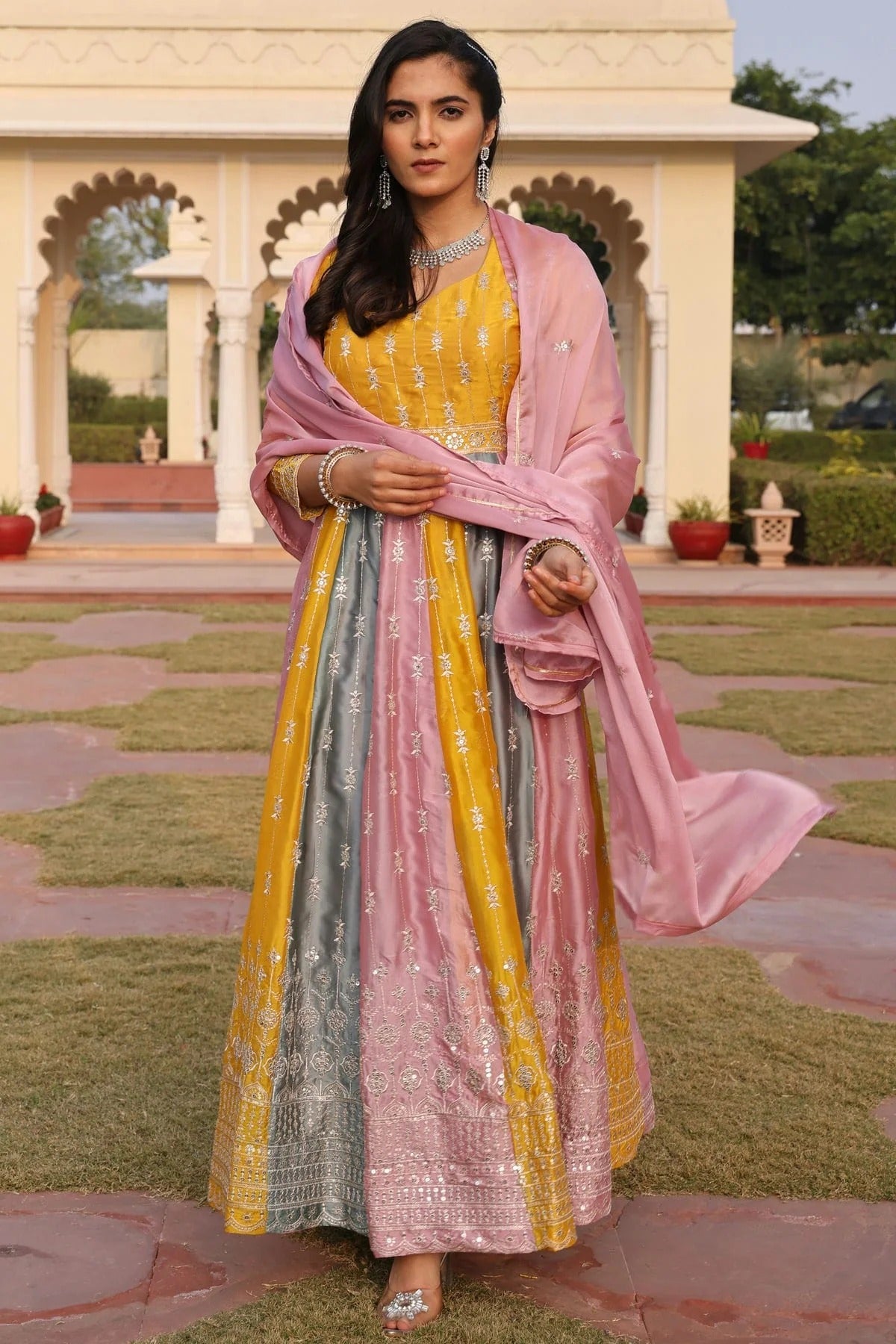 Multi Semi Stitched Rangoli Silk Anarkali Suit NCSM11710170