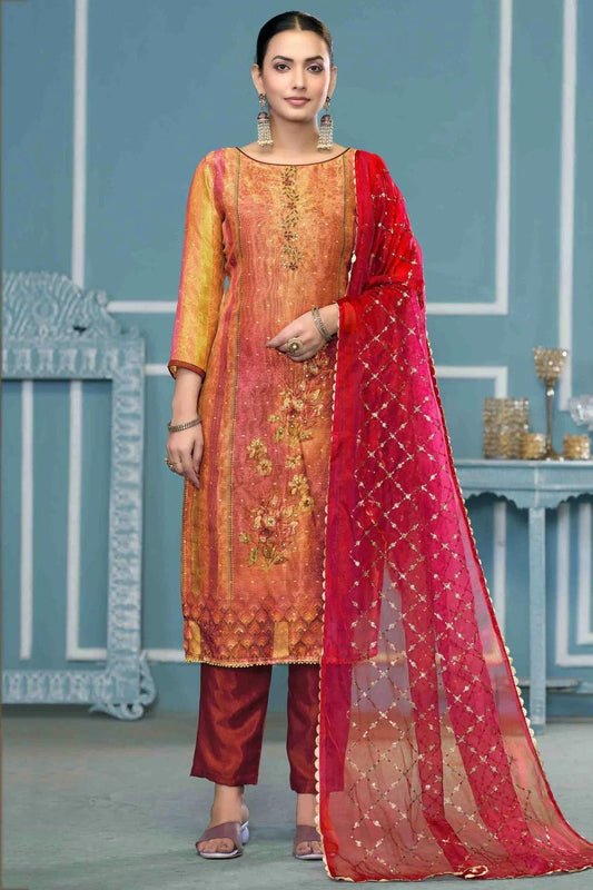 Multi Shimmer Silk Pant Style Suit NCSM11110742