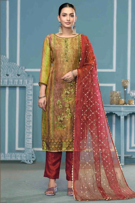 Multi Shimmer Silk Pant Style Suit NCSM11110743