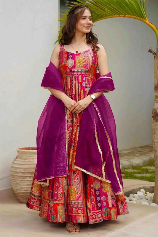 Multi Silk Stitched Gown NCGW11110842
