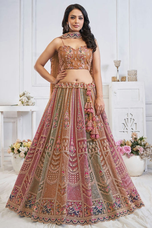 Multi Soft Net Embroidery Lehenga Choli NCLC11112003