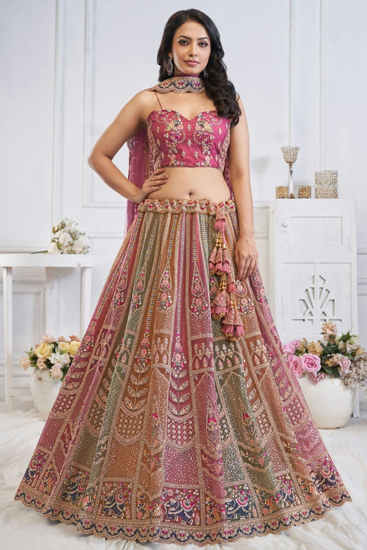 Multi Soft Net Embroidery Lehenga Choli NCLC11112004