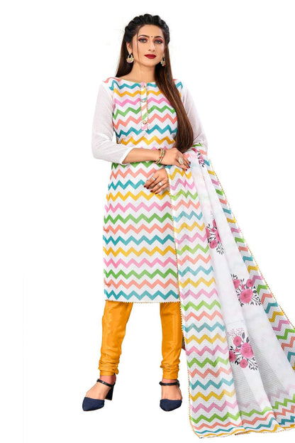 Multi Unstitched Cotton Churidar Suit NCUS11610330
