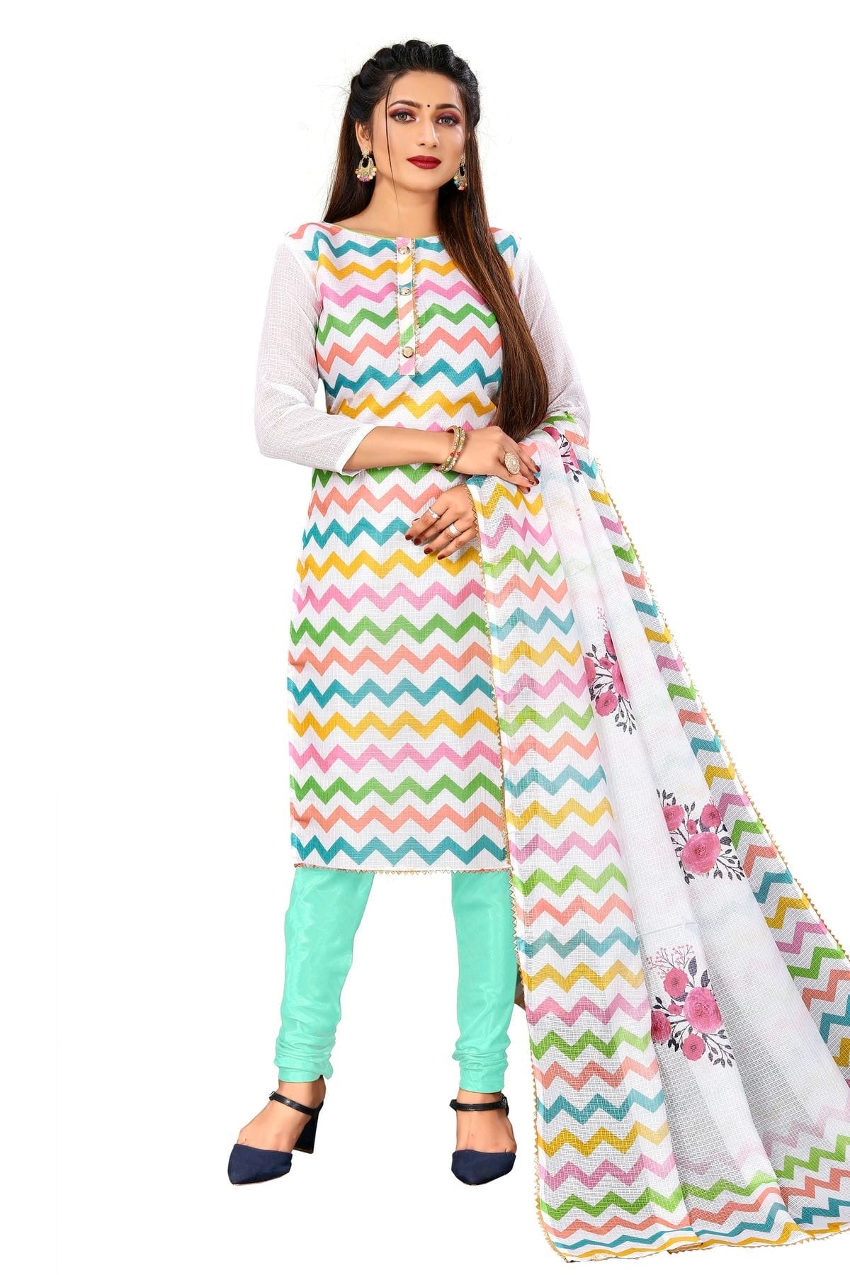 Multi Unstitched Cotton Churidar Suit NCUS11610333