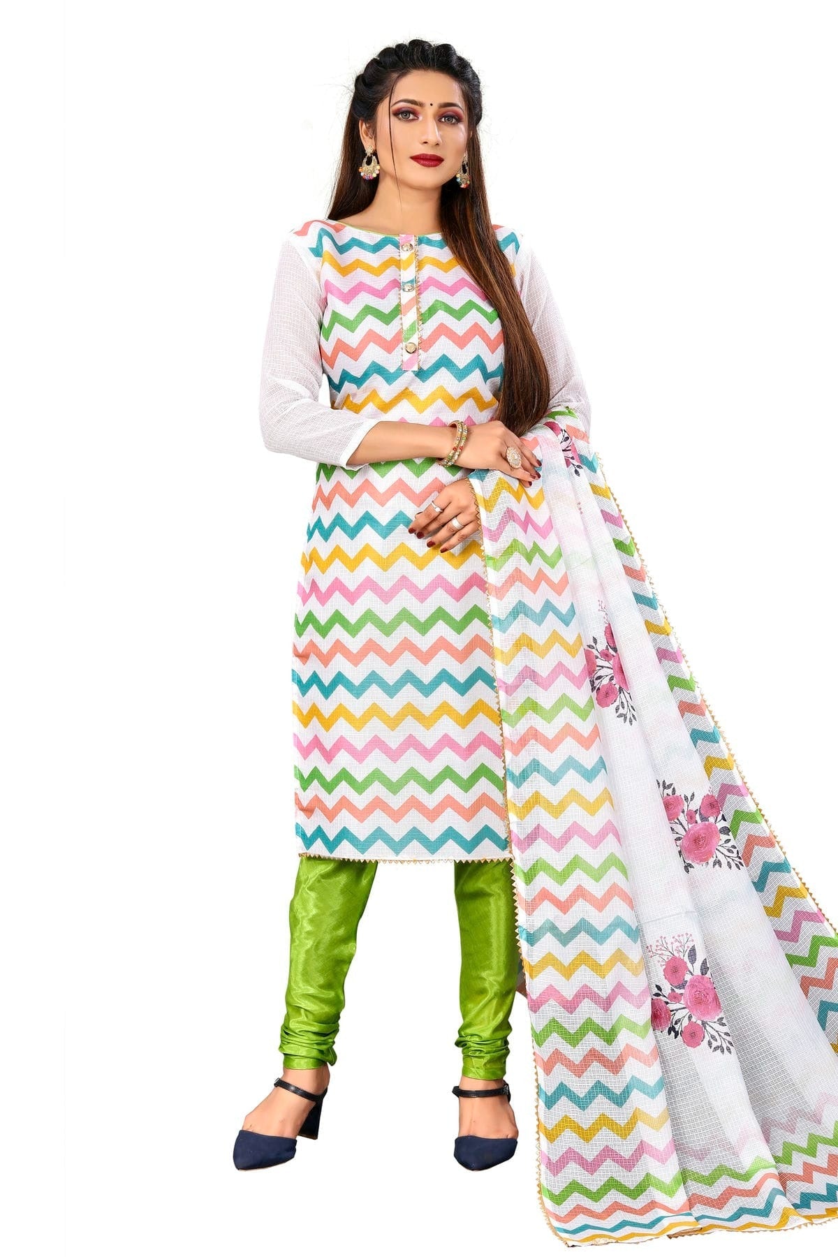 Multi Unstitched Cotton Churidar Suit NCUS11610334