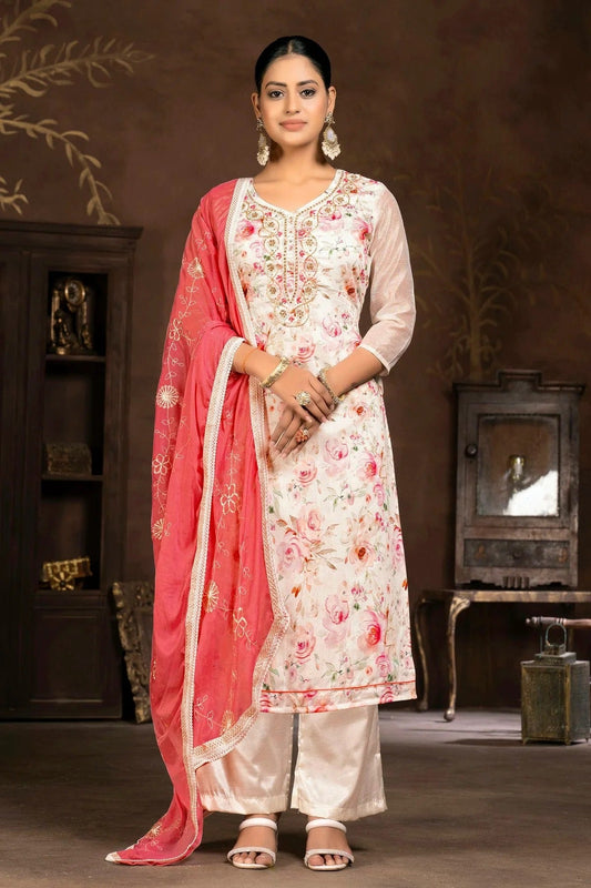 Multi Unstitched Modal Cotton Pant Style Suit NCUS11610181
