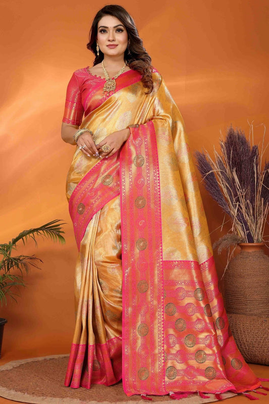 Mustard Banarasi Tissue Silk Traditional Saree NCSD11110809