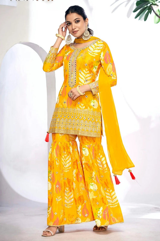 Mustard Chinon Sharara Suit NCSM11410544
