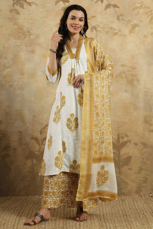 Mustard Cotton Blend Stitched Salwar Suit NCSS11111607