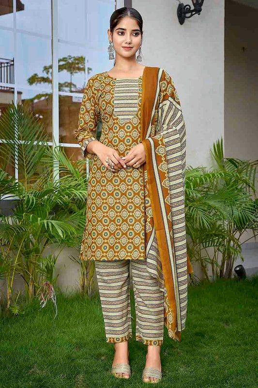 Mustard Cotton Blend Stitched Suit NCSS11110872