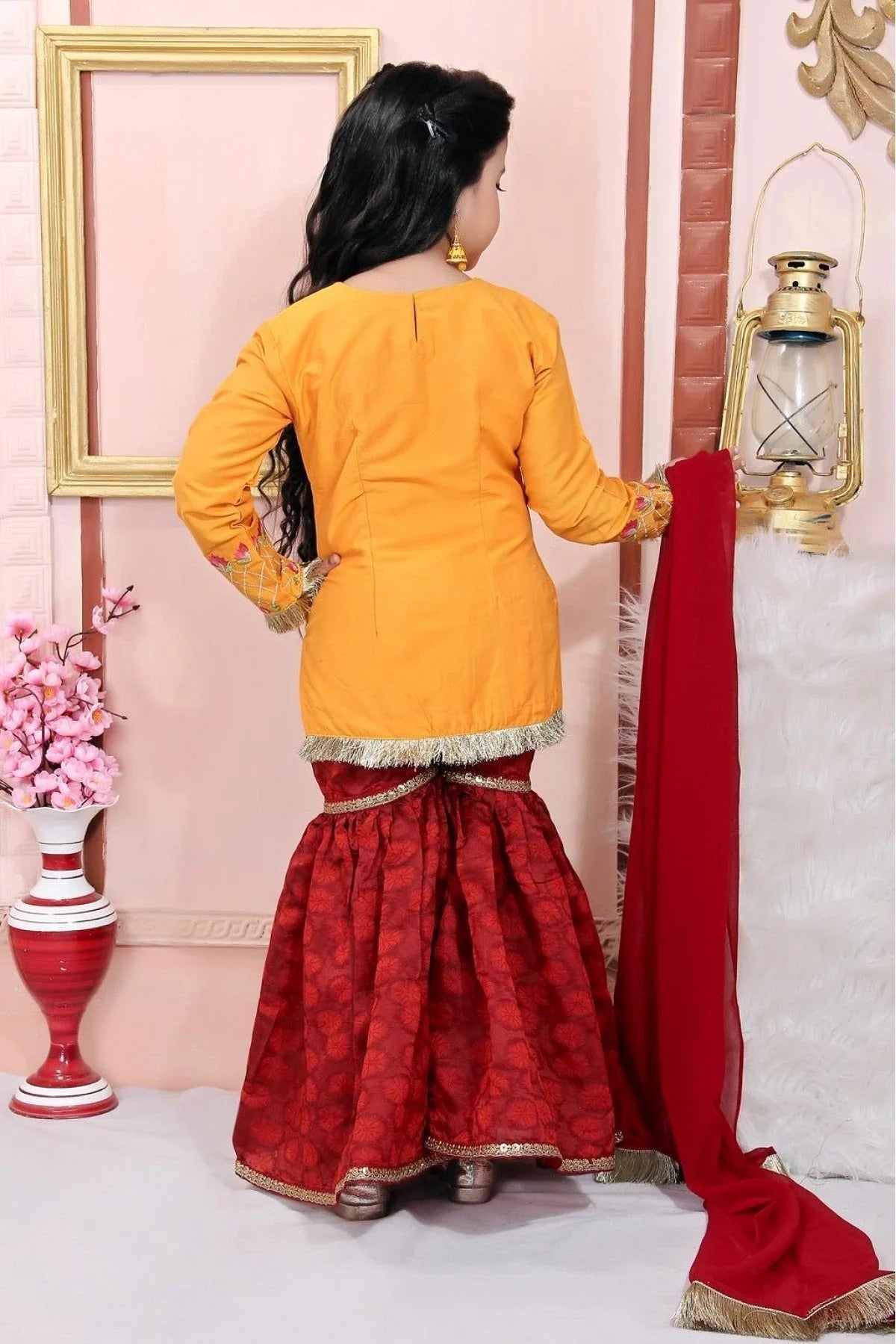 Mustard Cotton Silk Embroidery Sharara Suit NCGW10710779