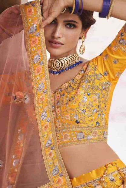Mustard Crepe Thread Lehenga Choli NCLC10810481
