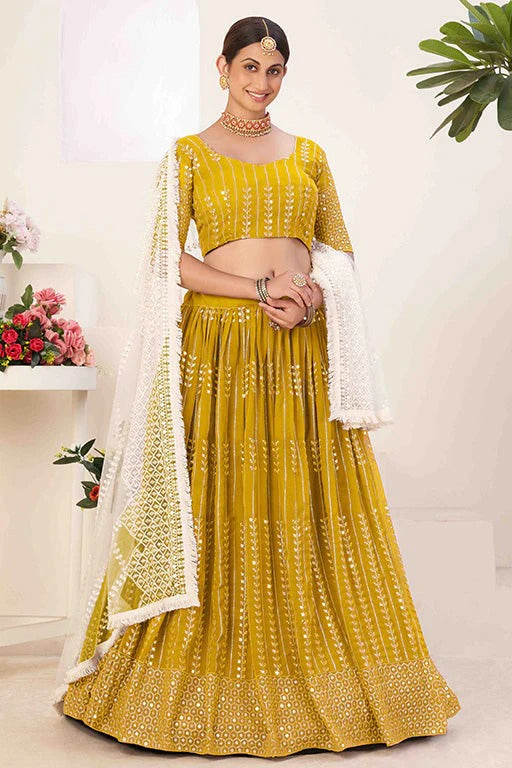 Mustard Georgette Designer Lehenga Choli NCLC12410101