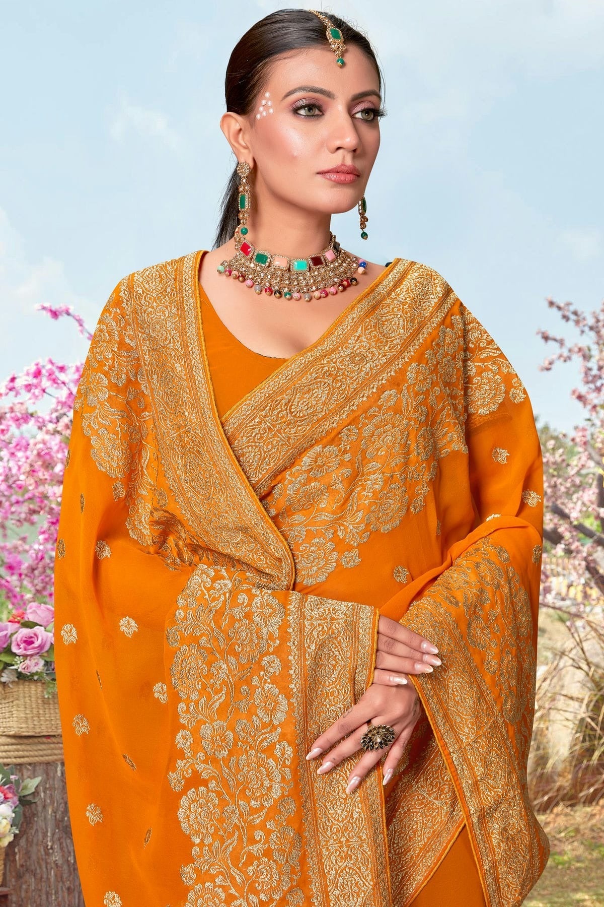 Mustard Georgette Designer Saree NCLC11210353