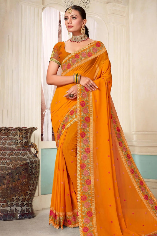 Mustard Georgette Designer Saree NCLC11210359