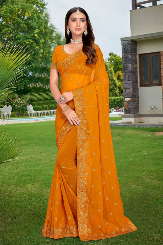 Mustard Georgette Designer Saree NCLC11210478