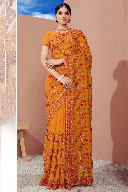Mustard Georgette Designer Saree NCSD10910143