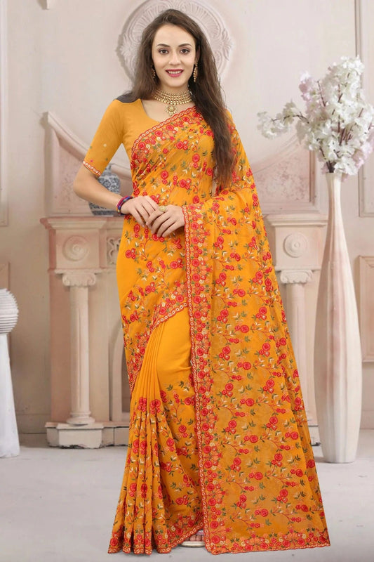 Mustard Georgette Designer Saree NCSD10910144