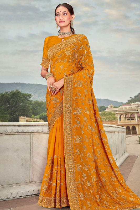 Mustard Georgette Saree NCSD10910382