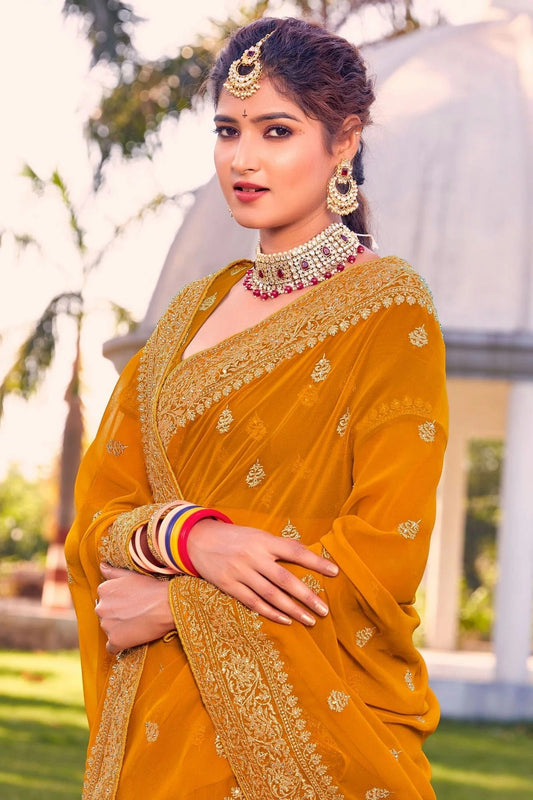 Mustard Georgette Saree NCSD10910395