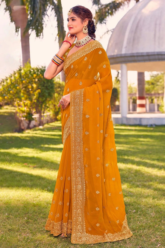 Mustard Georgette Saree NCSD10910395