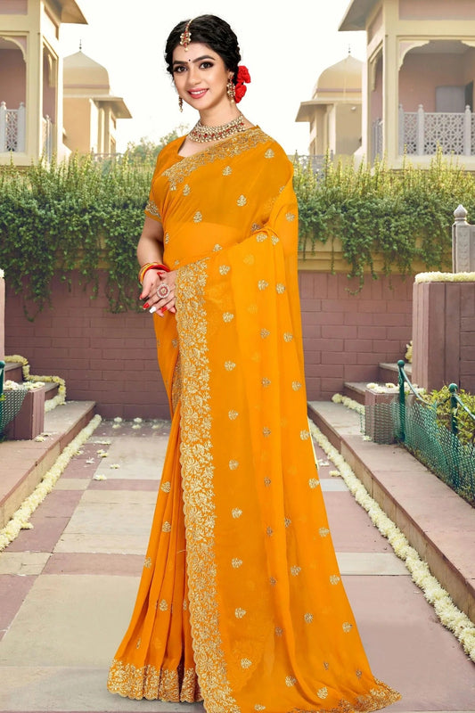 Mustard Georgette Saree NCSD10910403