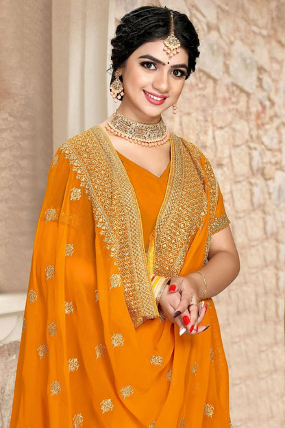 Mustard Georgette Saree NCSD10910410