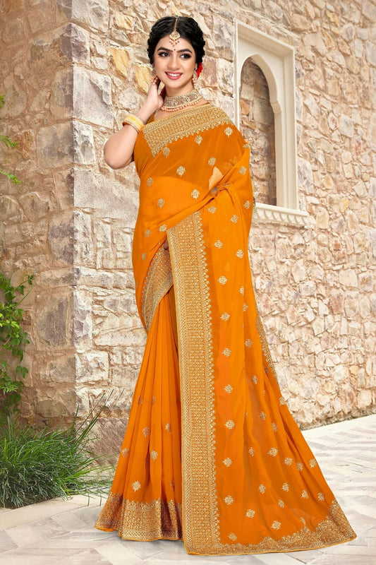 Mustard Georgette Saree NCSD10910410