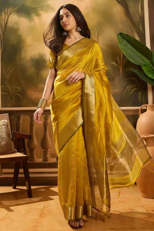 Mustard Khadi Organza Traditional Saree NCSD11110108