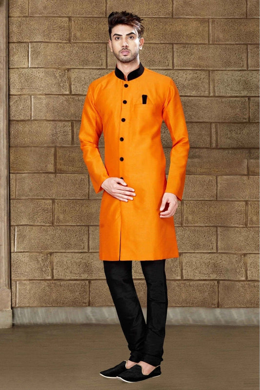 Mustard Malbari Silk Indo Western NCSH10410325