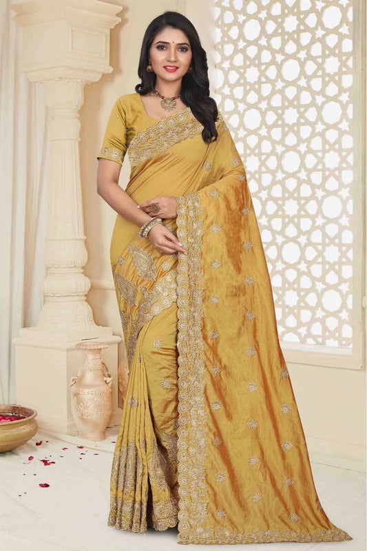 Mustard Mayo Silk Designer Saree NCSD11210639