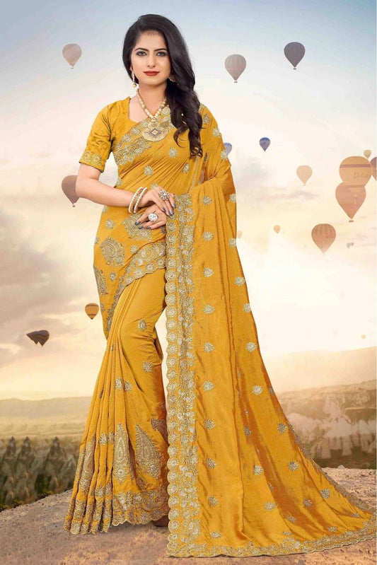 Mustard Mayo Silk Designer Saree NCSD11210658