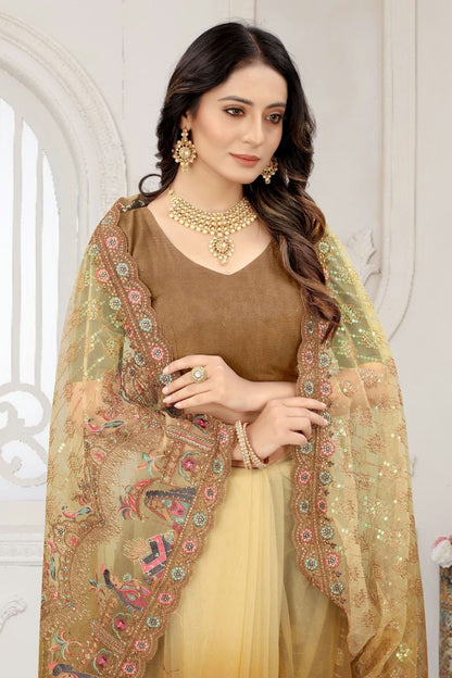 Mustard Net Designer Saree NCLC11210446