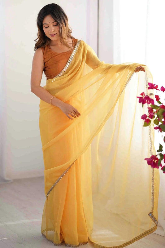 Mustard Organza Desginer Saree NCSD11110130