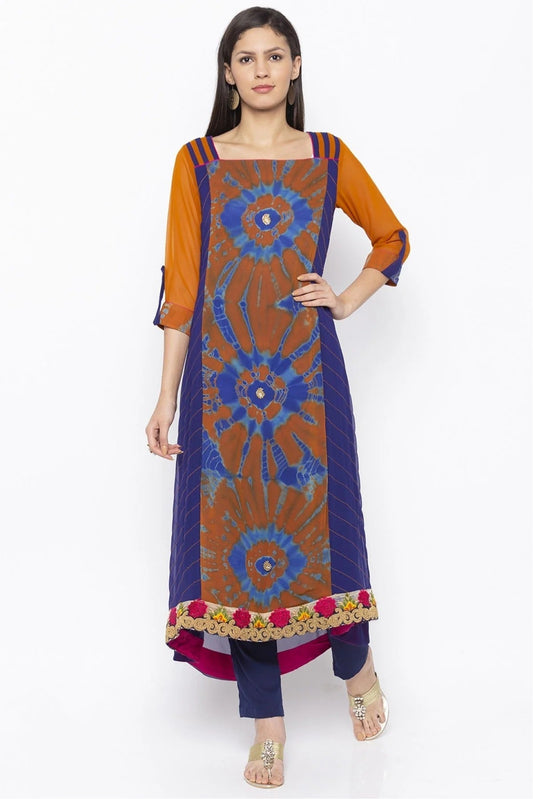 Mustard Plus Size Georgette Embroidery Kurta Set NCKR10710227