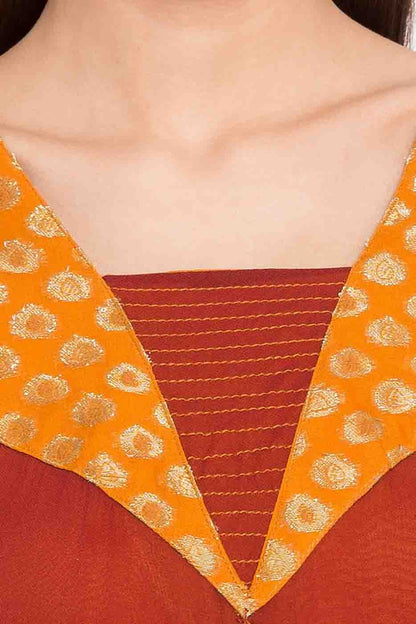 Mustard Plus Size Stitched Faux Georgette Embroidery Churidar Suit NCSS10710505