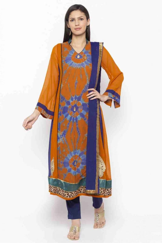 Mustard Plus Size Stitched Georgette Embroidery Pant Style Suit NCSS10710518