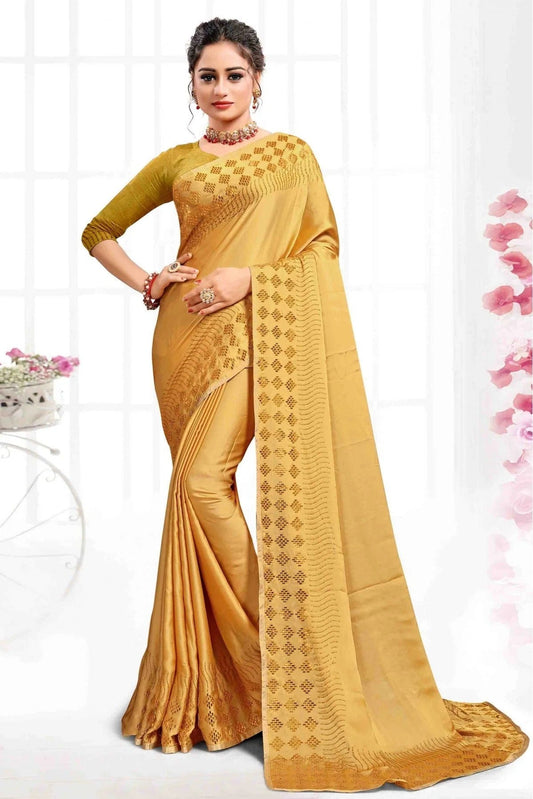 Mustard Pure Satin Designer Saree NCSD11210535