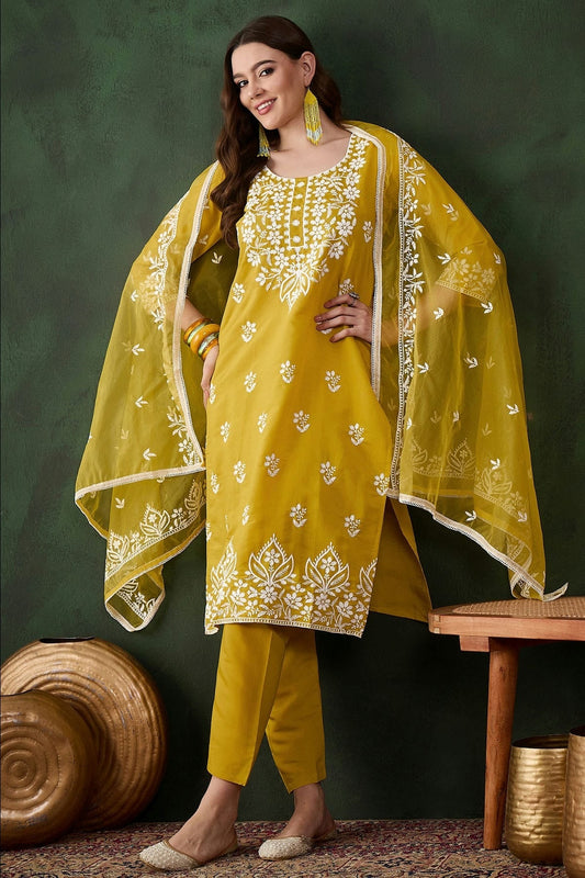 Mustard Roman Silk Stitched Salwar Suit NCSS11111969