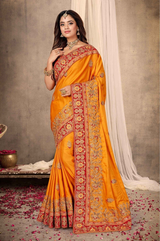 Mustard Satin Designer Saree NCSD11210718