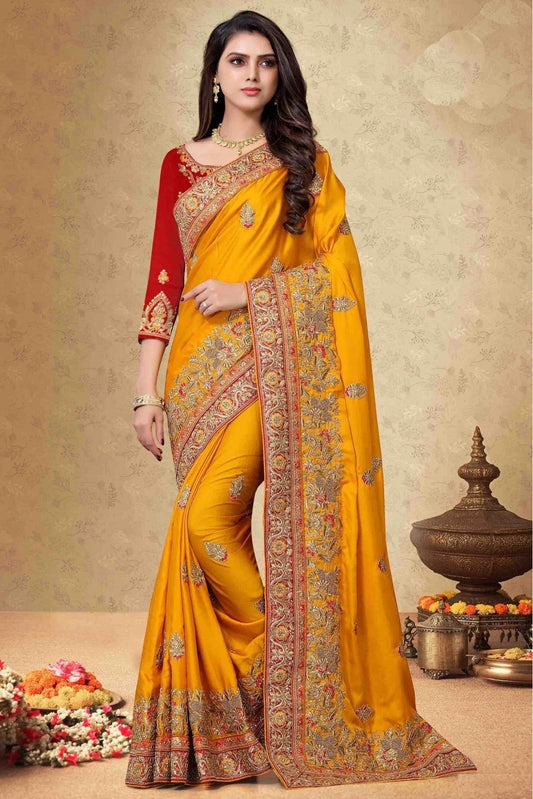 Mustard Satin Georgette Designer Saree NCSD11210522