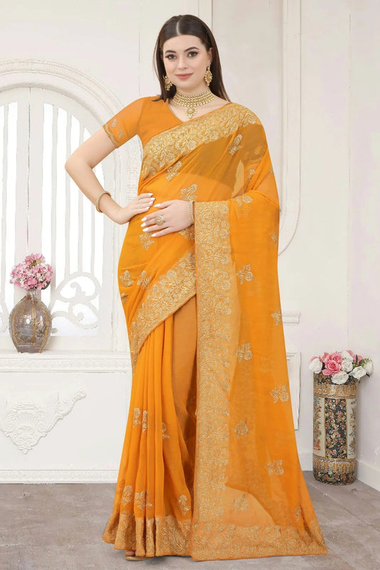 Mustard Silk Designer Saree NCLC11210500
