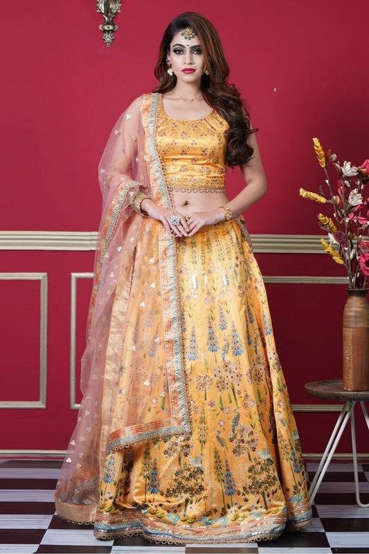 Mustard Silk Embroidery Lehenga Choli NCLC10810577