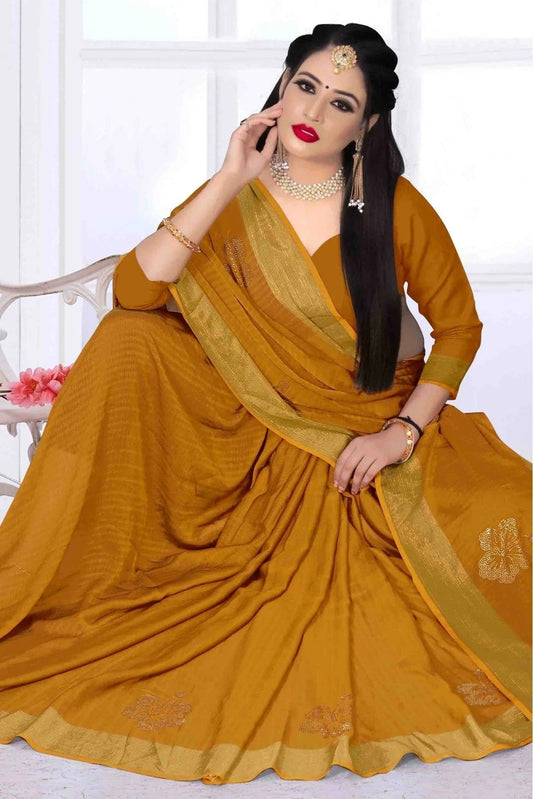 Mustard Silk Satin Designer Saree NCSD11210706