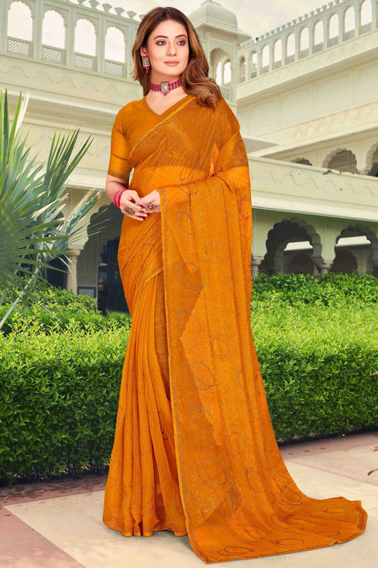 Mustard Simmer Chiffon Designer Saree NCSD11210940