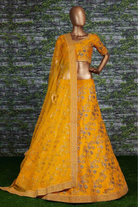 Mustard Thai Silk Lehenga Choli NCLC10110259